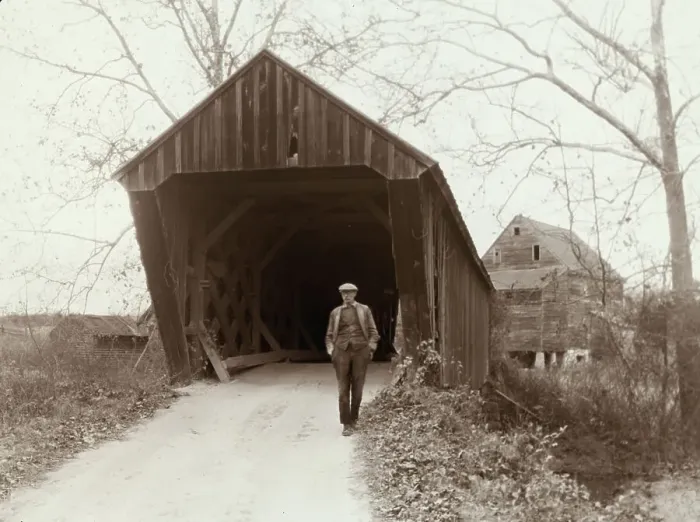 Framed Print : Covered Bridge, Trent's Mills, Buckingham County, Virginia, 1933. Creator: Frances Benjamin Johnston Framed Print : Covered Bridge, Trent's Mills, Buckingham County, Virginia, 1933. Creator: Frances Benjamin Johnston