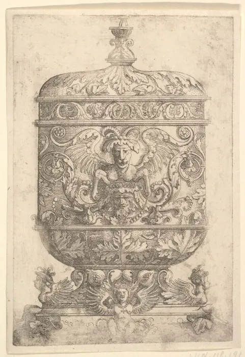 Framed Print : Covered Goblet with Grotesques on a White Background. n. d. Creator: Albrecht Altdorfer Framed Print : Covered Goblet with Grotesques on a White Background. n. d. Creator: Albrecht Altdorfer