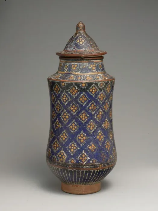 Framed Print : Covered Jar (Albarello), Iran, second half 13th-14th century. Creator: Unknown Framed Print : Covered Jar (Albarello), Iran, second half 13th-14th century. Creator: Unknown