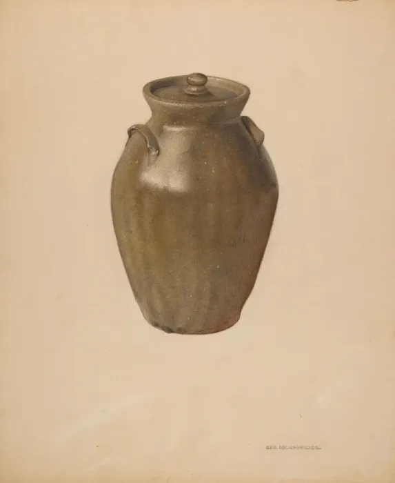 Framed Print : Covered Jar, probably 1939. Creator: George Loughridge Framed Print : Covered Jar, probably 1939. Creator: George Loughridge
