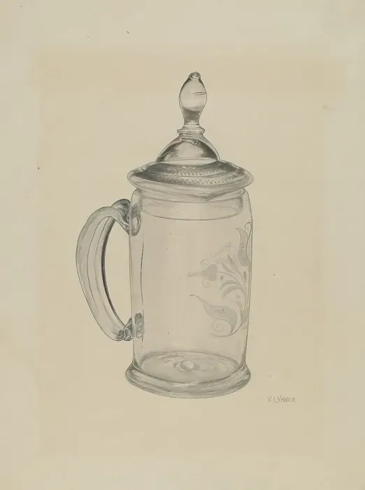 Framed Print : Covered Mug, 1935 / 1942. Creator: V. L. Vance Framed Print : Covered Mug, 1935 / 1942. Creator: V. L. Vance