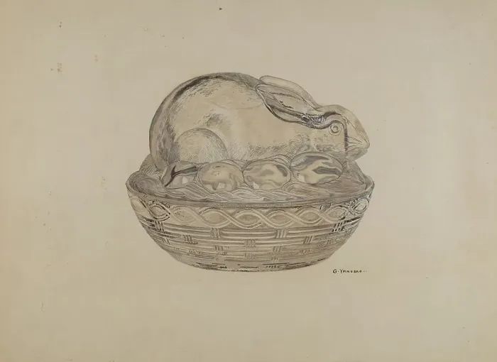 Framed Print : Covered Rabbit Dish, 1935 / 1942. Creator: George Yanosko Framed Print : Covered Rabbit Dish, 1935 / 1942. Creator: George Yanosko