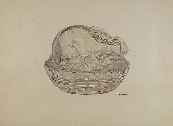 Covered Rabbit Dish, 1935 / 1942. Creator: George Yanosko