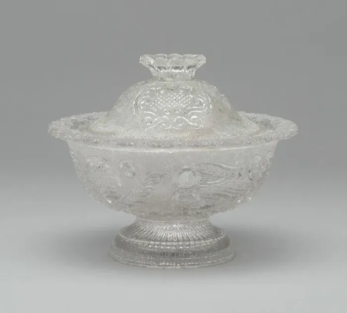 Framed Print : Covered Sugar Bowl, 1835 / 50. Creator: Boston and Sandwich Glass Company Framed Print : Covered Sugar Bowl, 1835 / 50. Creator: Boston and Sandwich Glass Company