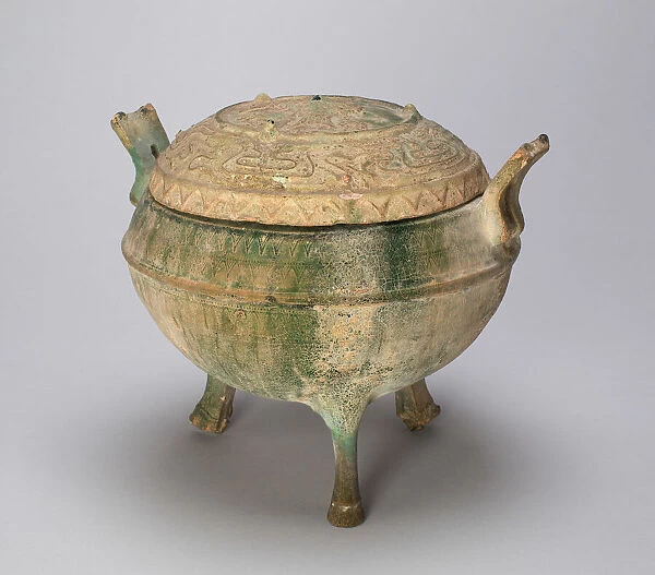 Covered Tripod Cauldron (Ding) with Geometric Designs, Eastern Han dynasty (A. D. 25-220)