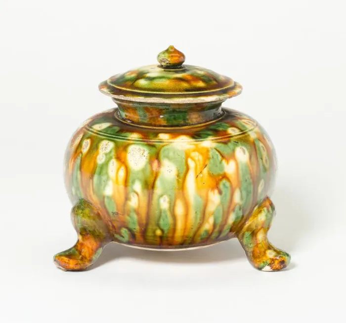 Framed Print : Covered Tripod Jar, Tang dynasty (618-907), first half of 8th century. Creator: Unknown Framed Print : Covered Tripod Jar, Tang dynasty (618-907), first half of 8th century. Creator: Unknown
