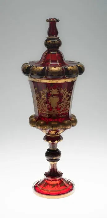Framed Print : Covered Vase, Bohemia, Mid 19th century. Creator: Bohemia Glass