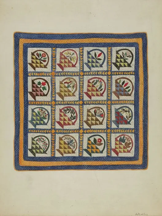 Framed Print : Coverlet, 1935 / 1942. Creator: Arlene Perkins Framed Print : Coverlet, 1935 / 1942. Creator: Arlene Perkins