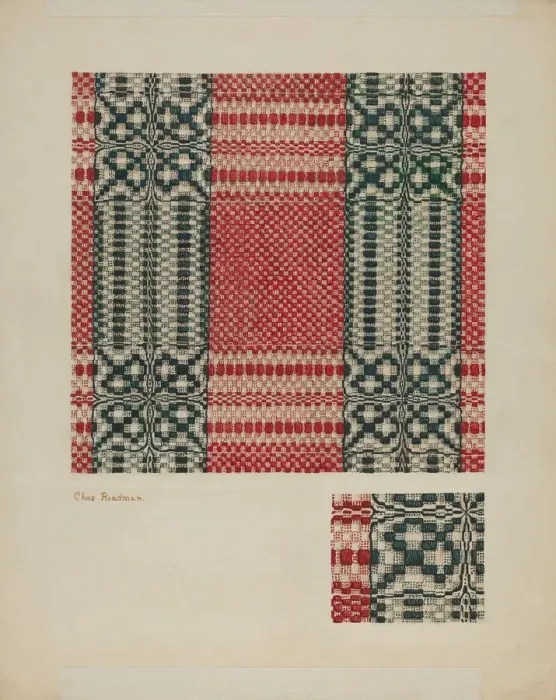 Framed Print : Coverlet, 1935 / 1942. Creator: Charles Roadman Framed Print : Coverlet, 1935 / 1942. Creator: Charles Roadman