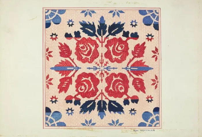 Framed Print : Coverlet, 1935 / 1942. Creator: William Hoffman Framed Print : Coverlet, 1935 / 1942. Creator: William Hoffman