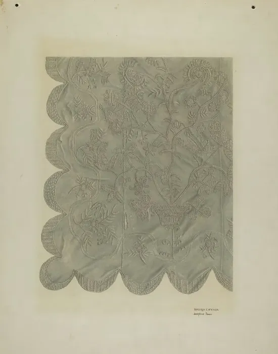 Framed Print : Coverlet, 1935 / 1942. Creators: Josephine Prado, Randolph Atkinson Framed Print : Coverlet, 1935 / 1942. Creators: Josephine Prado, Randolph Atkinson
