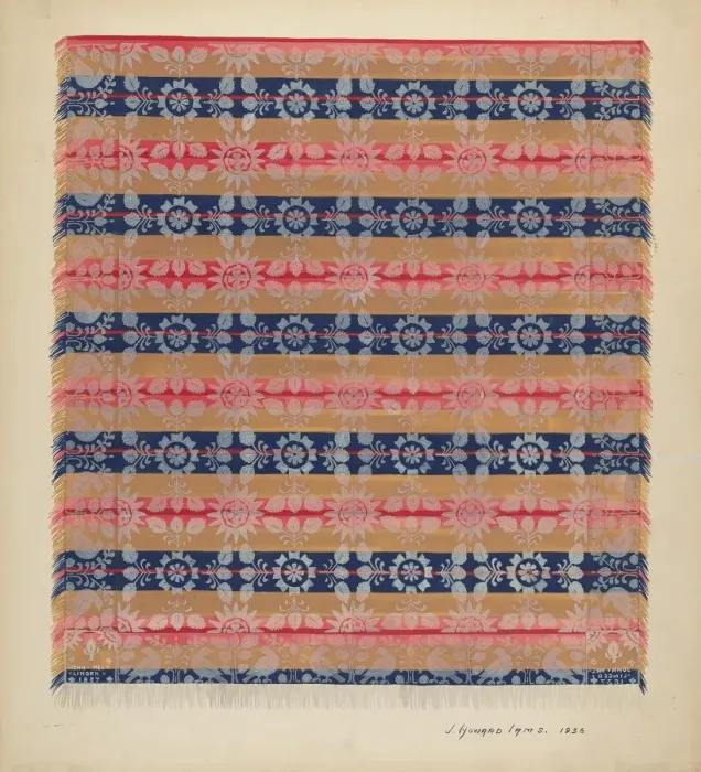 Framed Print : Coverlet, 1936. Creator: J. Howard Iams Framed Print : Coverlet, 1936. Creator: J. Howard Iams