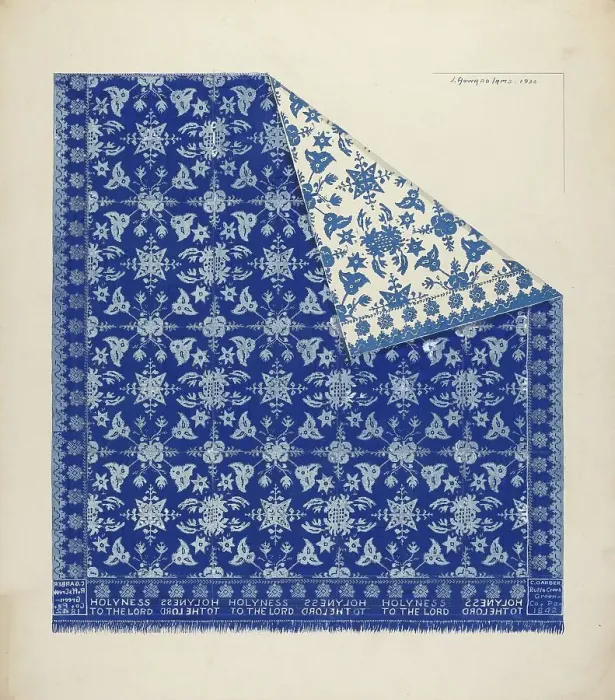 Framed Print : Coverlet, 1936. Creator: J. Howard Iams Framed Print : Coverlet, 1936. Creator: J. Howard Iams