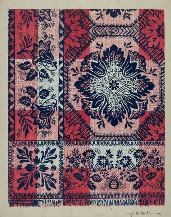 Framed Print : Coverlet, 1937. Creator: Hazel Sheckler Framed Print : Coverlet, 1937. Creator: Hazel Sheckler