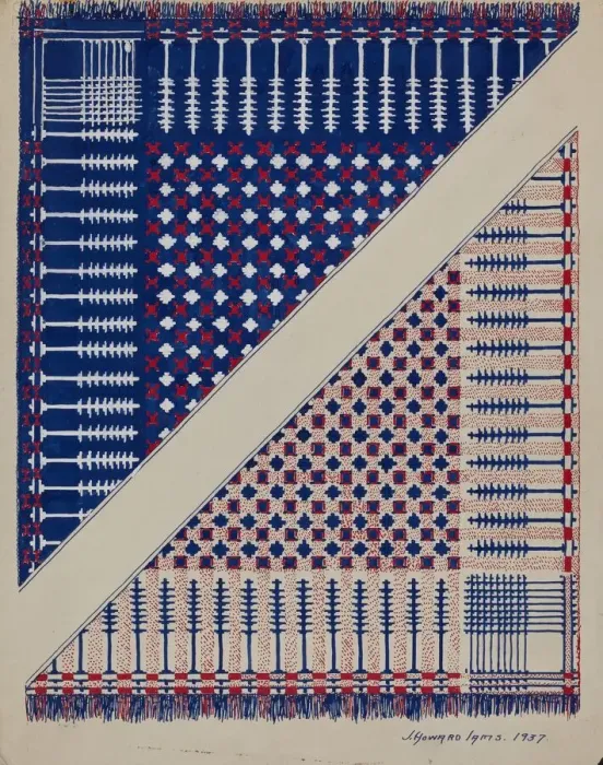 Framed Print : Coverlet, 1937. Creator: J. Howard Iams Framed Print : Coverlet, 1937. Creator: J. Howard Iams