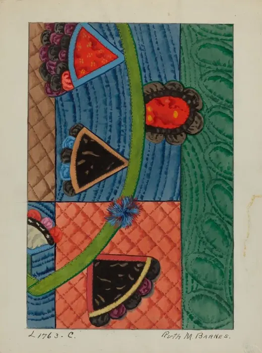 Framed Print : Coverlet (Applique Quilt), c. 1936. Creator: Ruth M Barnes Framed Print : Coverlet (Applique Quilt), c. 1936. Creator: Ruth M Barnes