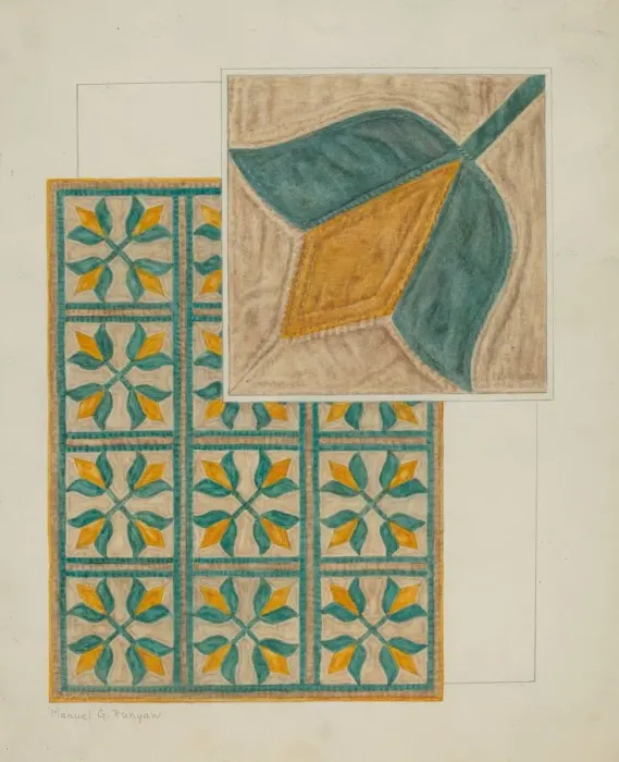 Framed Print : Coverlet-Applique Quilt, c. 1937. Creator: Manuel G. Runyan Framed Print : Coverlet-Applique Quilt, c. 1937. Creator: Manuel G. Runyan