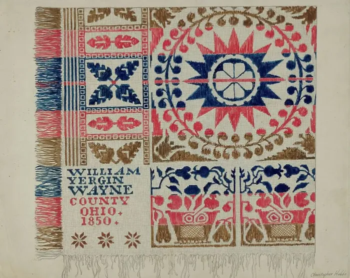 Framed Print : Coverlet, c. 1936. Creator: Christopher Hobbs Framed Print : Coverlet, c. 1936. Creator: Christopher Hobbs