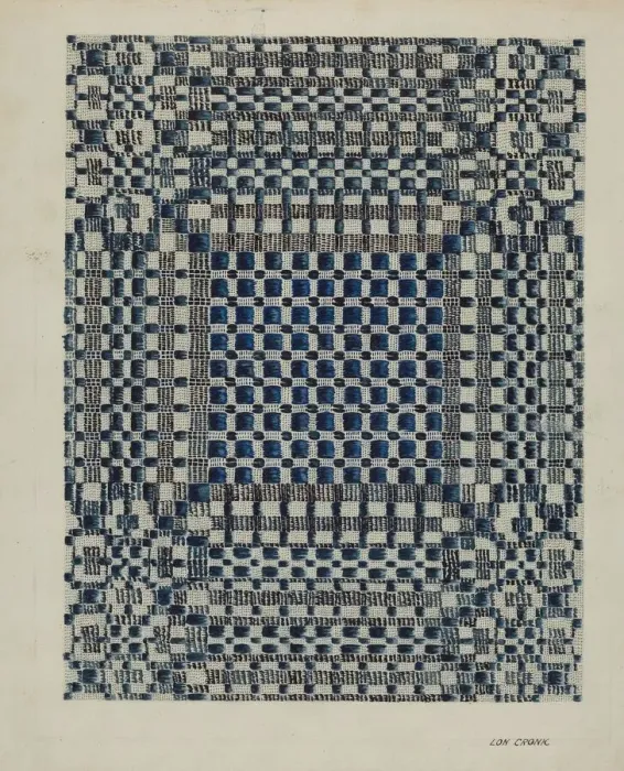 Framed Print : Coverlet, c. 1937. Creator: Lon Cronk Framed Print : Coverlet, c. 1937. Creator: Lon Cronk
