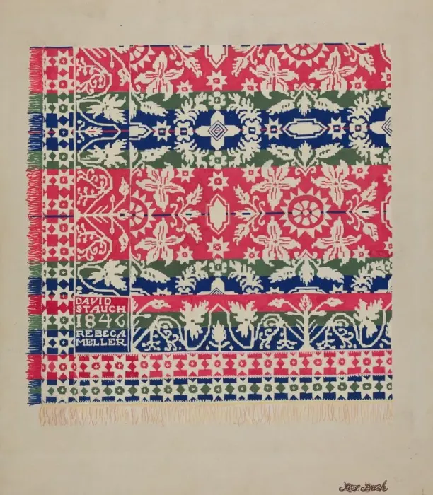 Framed Print : Coverlet, c. 1937. Creator: Rex F Bush Framed Print : Coverlet, c. 1937. Creator: Rex F Bush