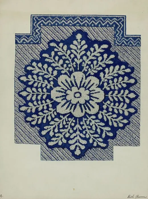 Framed Print : Coverlet, c. 1937. Creator: Ruth M. Barnes Framed Print : Coverlet, c. 1937. Creator: Ruth M. Barnes