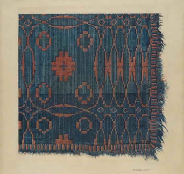 Framed Print : Coverlet, c. 1938. Creator: Charles Goodwin Framed Print : Coverlet, c. 1938. Creator: Charles Goodwin
