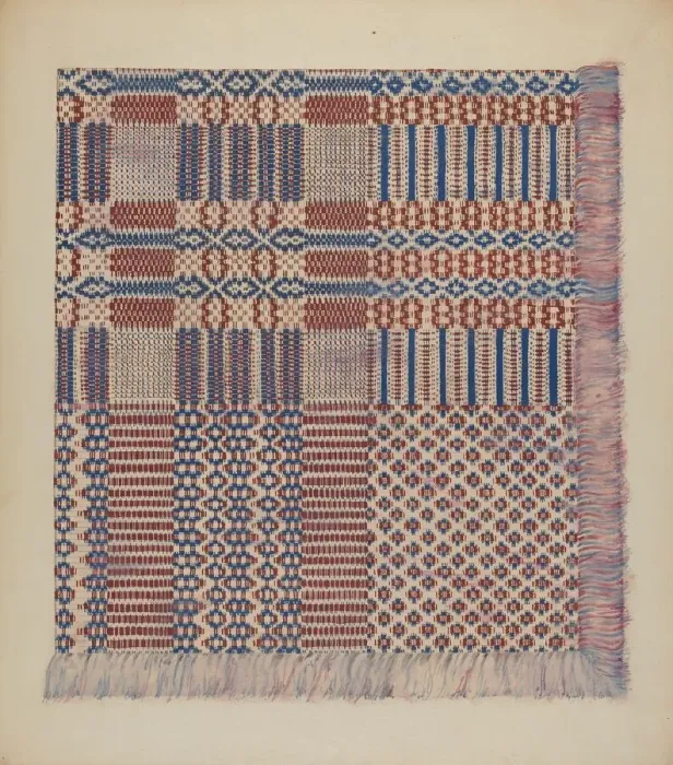 Framed Print : Coverlet, c. 1938. Creator: Katherine Hastings Framed Print : Coverlet, c. 1938. Creator: Katherine Hastings