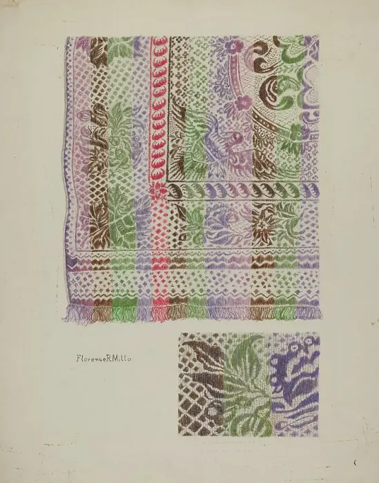 Framed Print : Coverlet, c. 1939. Creator: Florence Milto Framed Print : Coverlet, c. 1939. Creator: Florence Milto