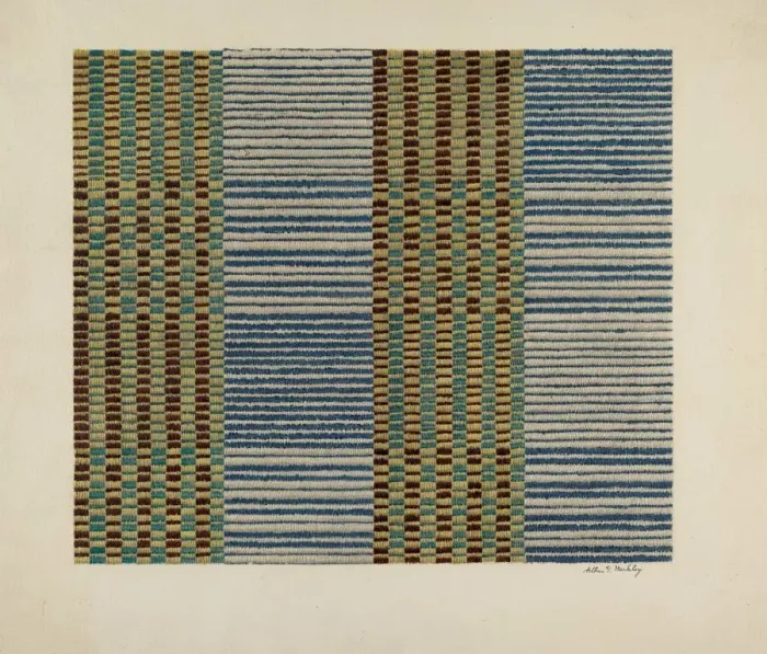 Framed Print : Coverlet, c. 1939. Creator: Merkley, Arthur G Framed Print : Coverlet, c. 1939. Creator: Merkley, Arthur G