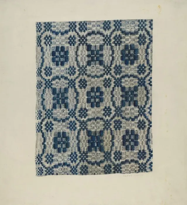 Framed Print : Coverlet, c. 1940. Creator: Betty Jacob Framed Print : Coverlet, c. 1940. Creator: Betty Jacob