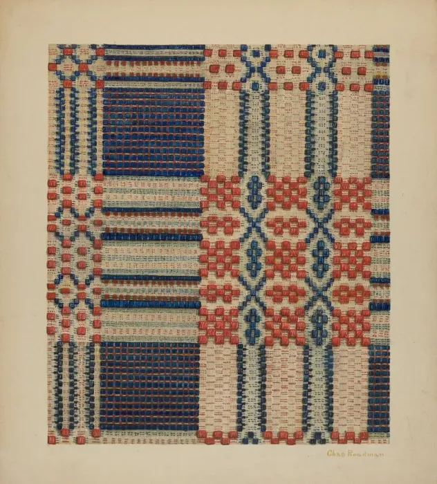 Framed Print : Coverlet, c. 1940. Creator: Charles Roadman Framed Print : Coverlet, c. 1940. Creator: Charles Roadman