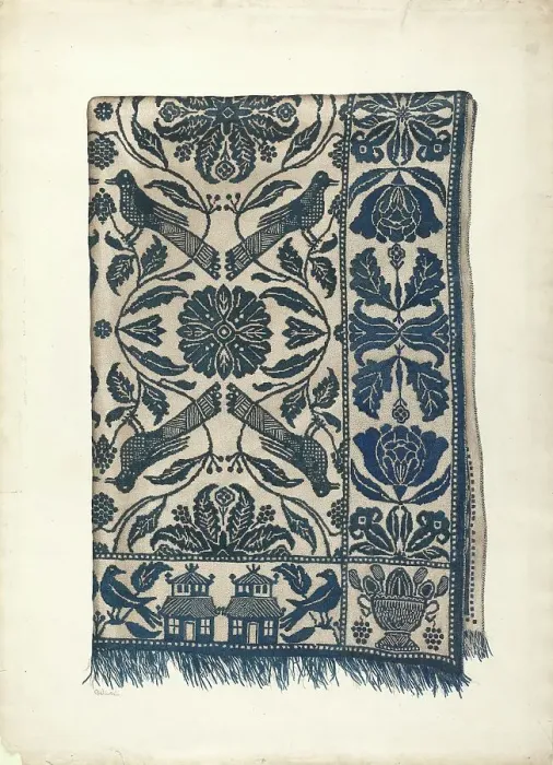 Framed Print : Coverlet, c. 1940. Creator: Charlotte Winter Framed Print : Coverlet, c. 1940. Creator: Charlotte Winter