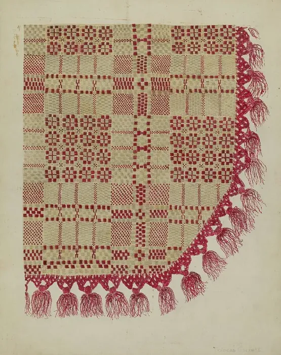 Framed Print : Coverlet, c. 1940. Creator: Sarah F. Williams Framed Print : Coverlet, c. 1940. Creator: Sarah F. Williams