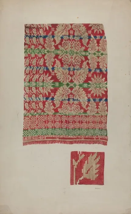 Framed Print : Coverlet, c. 1941. Creator: Betty Jacob Framed Print : Coverlet, c. 1941. Creator: Betty Jacob