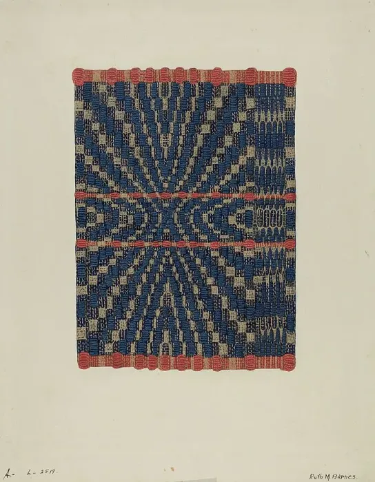 Framed Print : Coverlet Detail, c. 1937. Creator: Ruth M. Barnes Framed Print : Coverlet Detail, c. 1937. Creator: Ruth M. Barnes
