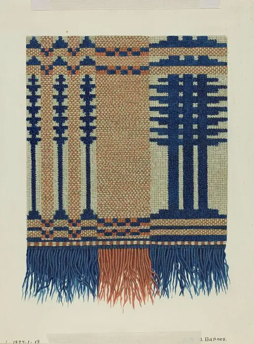 Framed Print : Coverlet Detail, c. 1937. Creator: Ruth M. Barnes Framed Print : Coverlet Detail, c. 1937. Creator: Ruth M. Barnes