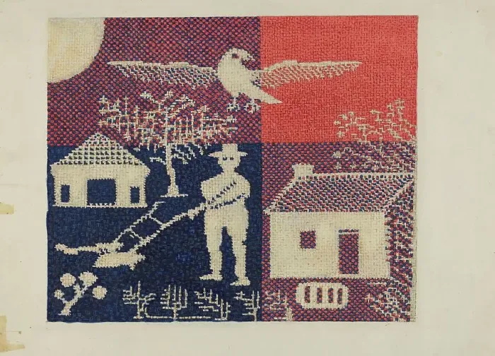 Framed Print : Coverlet Detail, c. 1937. Creator: Ruth M. Barnes Framed Print : Coverlet Detail, c. 1937. Creator: Ruth M. Barnes