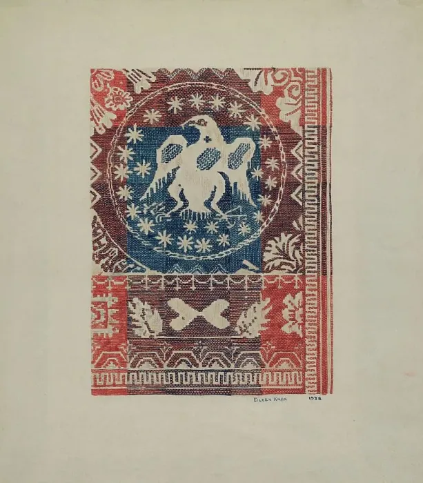 Framed Print : Coverlet: Eagle Coin, 1938. Creator: Eileen Knox Framed Print : Coverlet: Eagle Coin, 1938. Creator: Eileen Knox
