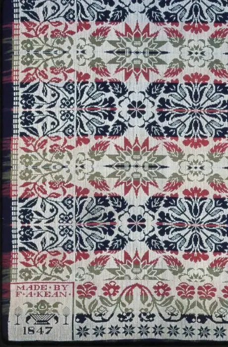Framed Print : Coverlet, Indiana, 1847. Creator: Frederick A. Kean Framed Print : Coverlet, Indiana, 1847. Creator: Frederick A. Kean