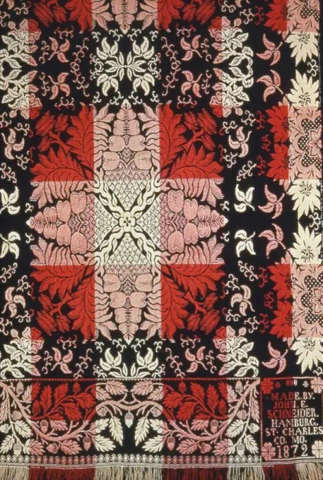 Framed Print : Coverlet, Missouri, 1872. Creator: John Eusebius Schneider Framed Print : Coverlet, Missouri, 1872. Creator: John Eusebius Schneider