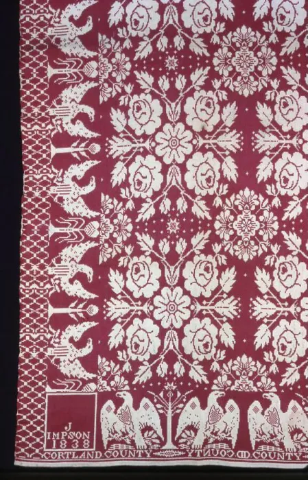 Framed Print : Coverlet, New York, 1838. Creator: Jacob Impson Framed Print : Coverlet, New York, 1838. Creator: Jacob Impson