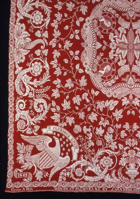 Framed Print : Coverlet, New York, 1849. Creator: James Van Ness Framed Print : Coverlet, New York, 1849. Creator: James Van Ness