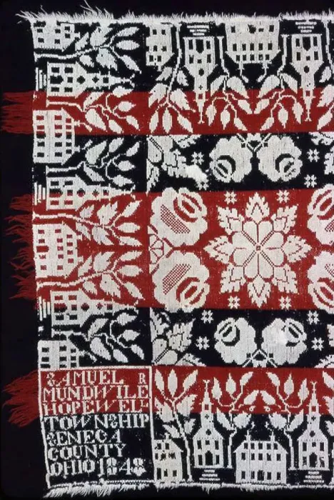 Framed Print : Coverlet, Ohio, 1848. Creator: Samuel Mundwiler Framed Print : Coverlet, Ohio, 1848. Creator: Samuel Mundwiler