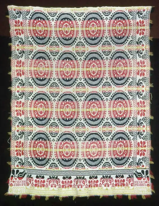 Framed Print : Coverlet, Pennsylvania, 1848. Creator: Unknown Framed Print : Coverlet, Pennsylvania, 1848. Creator: Unknown
