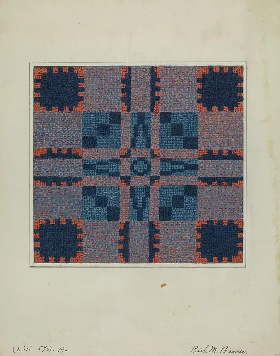 Framed Print : Coverlet (Reverse Side), c. 1936. Creator: Ruth M. Barnes Framed Print : Coverlet (Reverse Side), c. 1936. Creator: Ruth M. Barnes