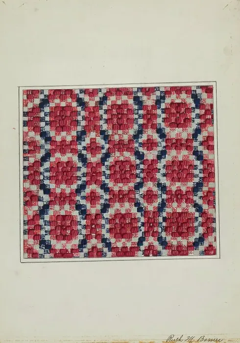 Framed Print : Coverlet (Section), c. 1936. Creator: Ruth M. Barnes Framed Print : Coverlet (Section), c. 1936. Creator: Ruth M. Barnes