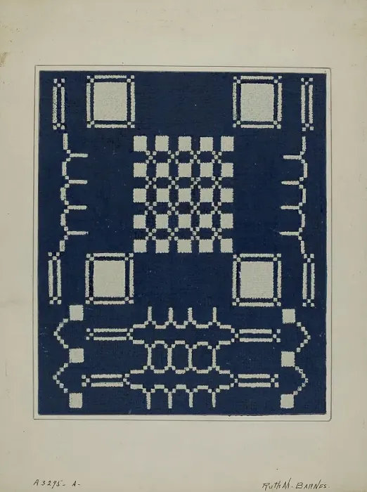Framed Print : Coverlet (Section), c. 1940. Creator: Ruth M. Barnes Framed Print : Coverlet (Section), c. 1940. Creator: Ruth M. Barnes
