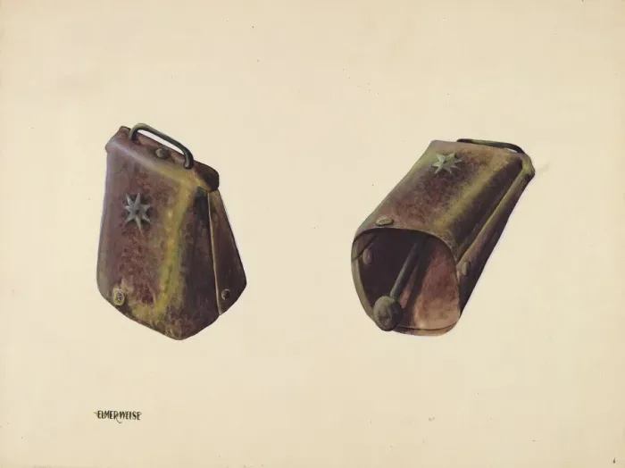 Framed Print : Cow Bell, #1, c. 1936. Creator: Elmer Weise Framed Print : Cow Bell, #1, c. 1936. Creator: Elmer Weise