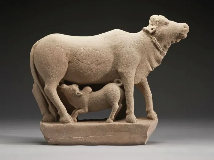 Framed Print : Cow and Calf, Late 7th century. Creator: Unknown Framed Print : Cow and Calf, Late 7th century. Creator: Unknown