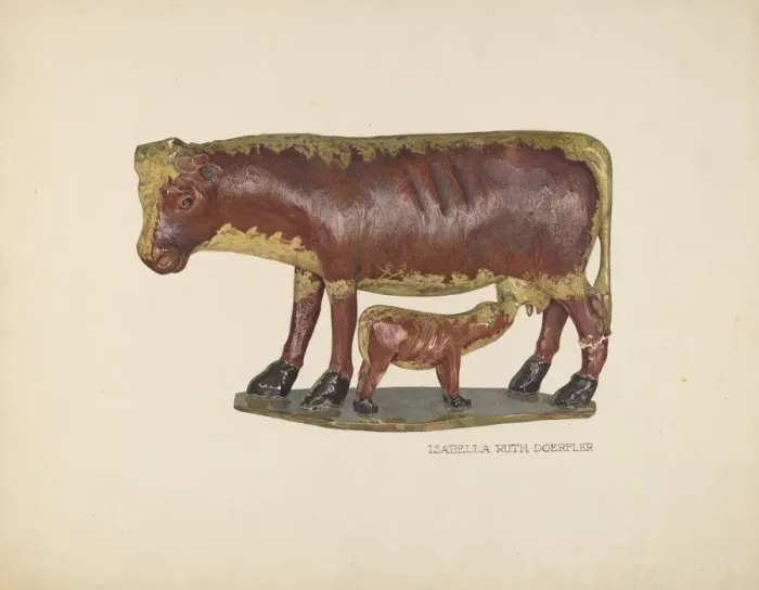 Framed Print : Cow and Calf Toy, c. 1939. Creator: Isabella Ruth Doerfler Framed Print : Cow and Calf Toy, c. 1939. Creator: Isabella Ruth Doerfler